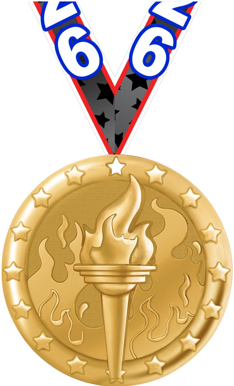 2" BLAZE TORCH MEDAL GOLD