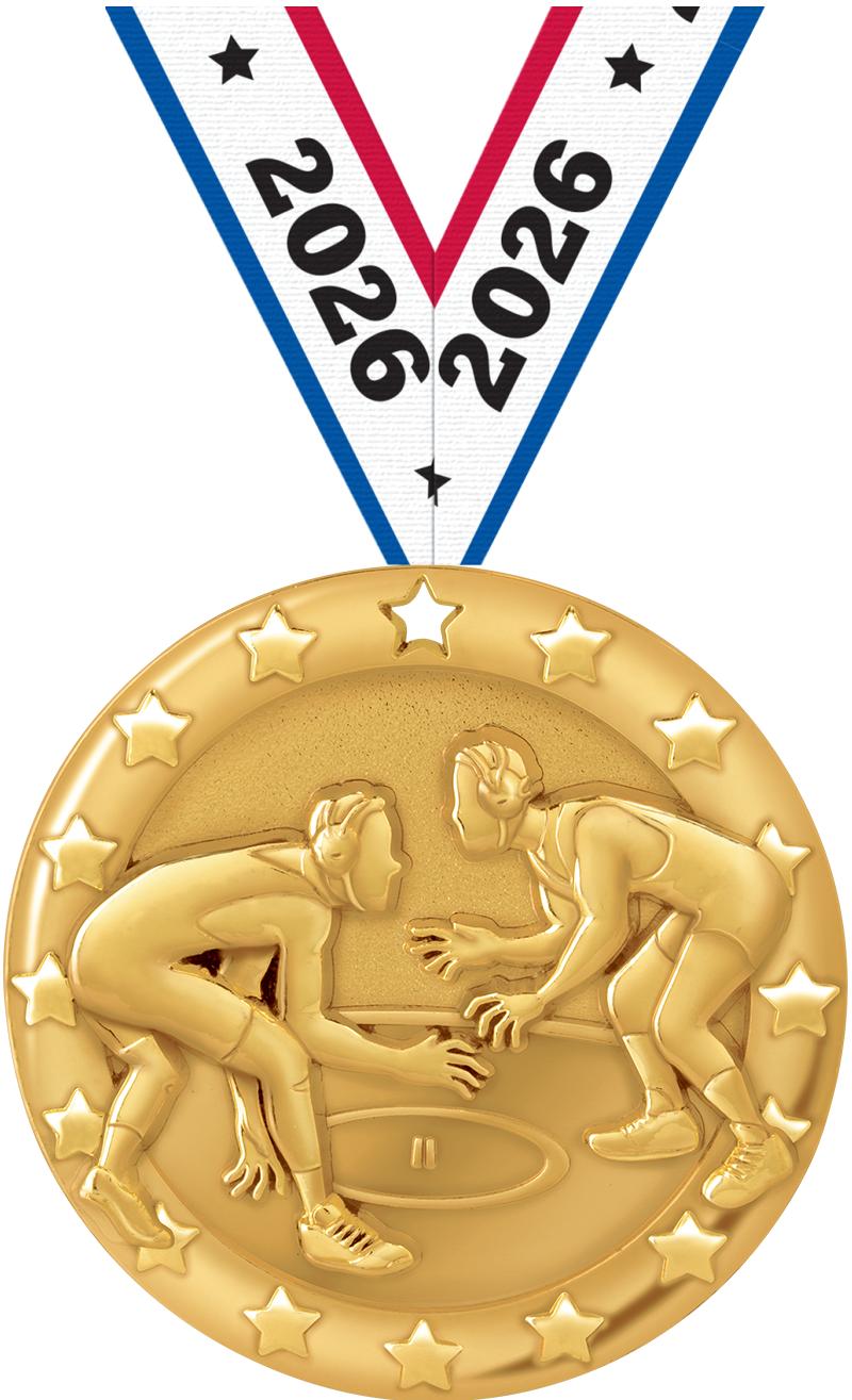 2"BLAZE WRESTLING MEDAL GOLD