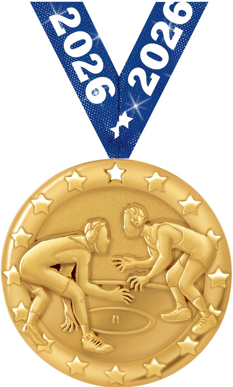 2"BLAZE WRESTLING MEDAL GOLD