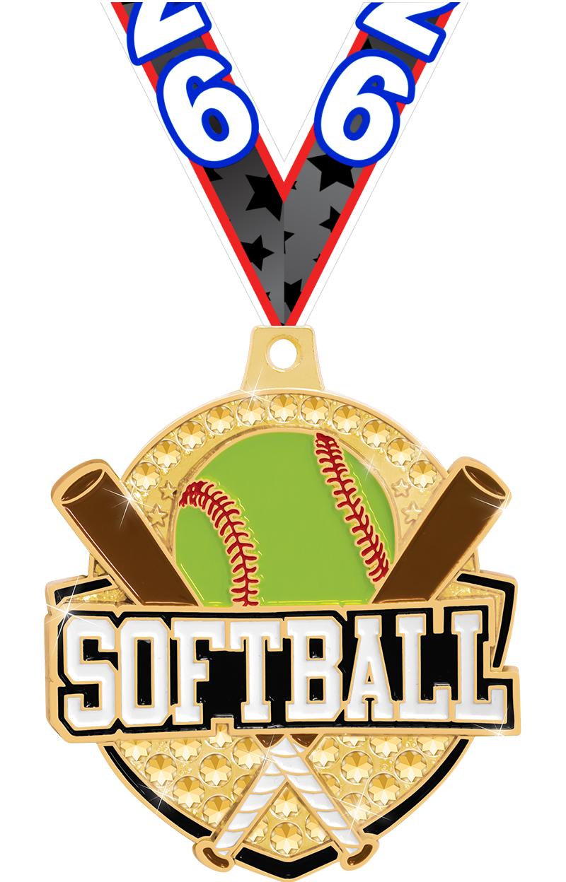 2.25" ROYAL SOFTBALL MEDAL GD