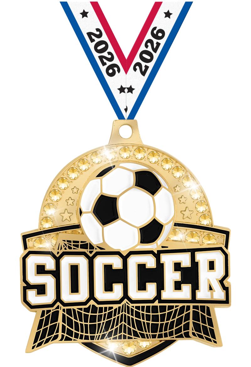 2.25" ROYAL SOCCER MEDAL GOLD