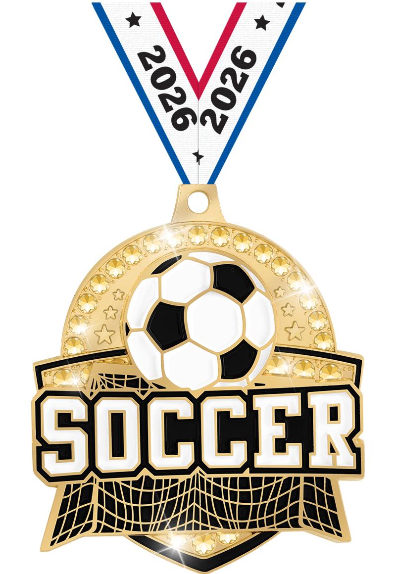 2.25" ROYAL SOCCER MEDAL GOLD