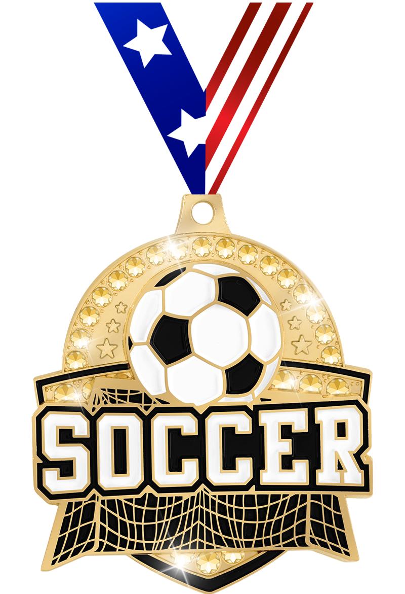 2.25" ROYAL SOCCER MEDAL GOLD