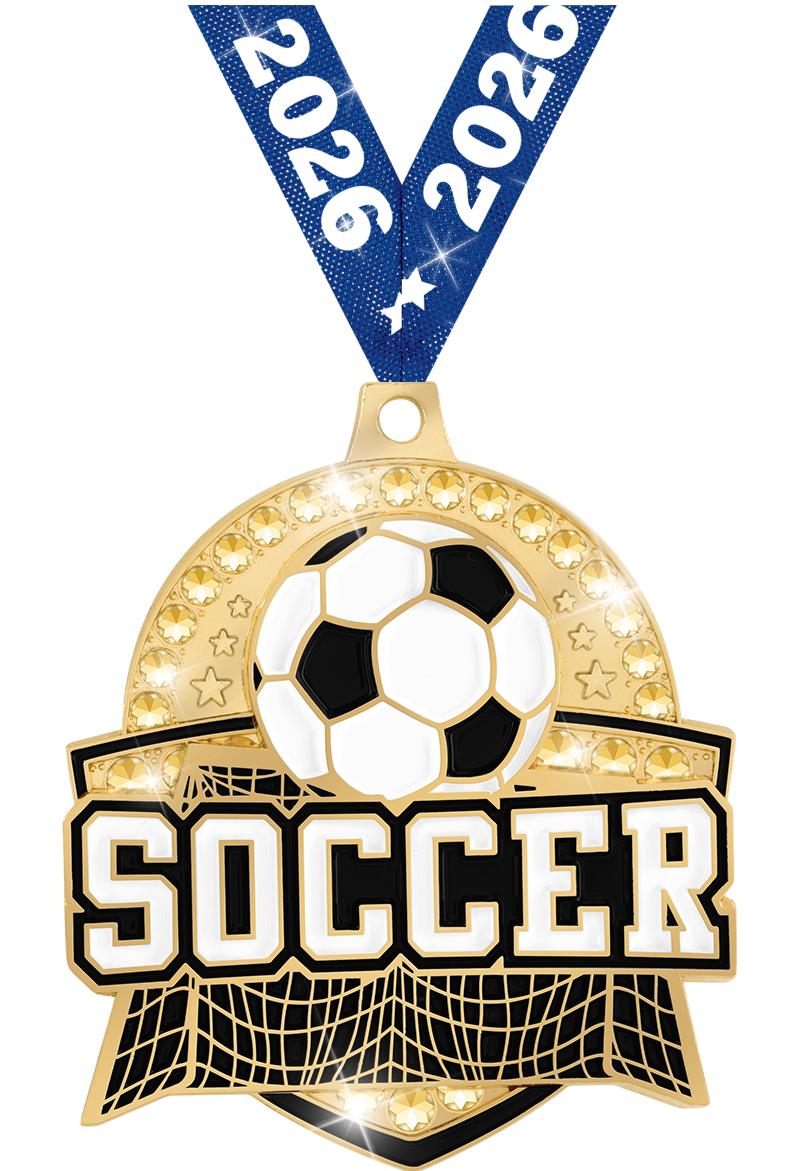 2.25" ROYAL SOCCER MEDAL GOLD