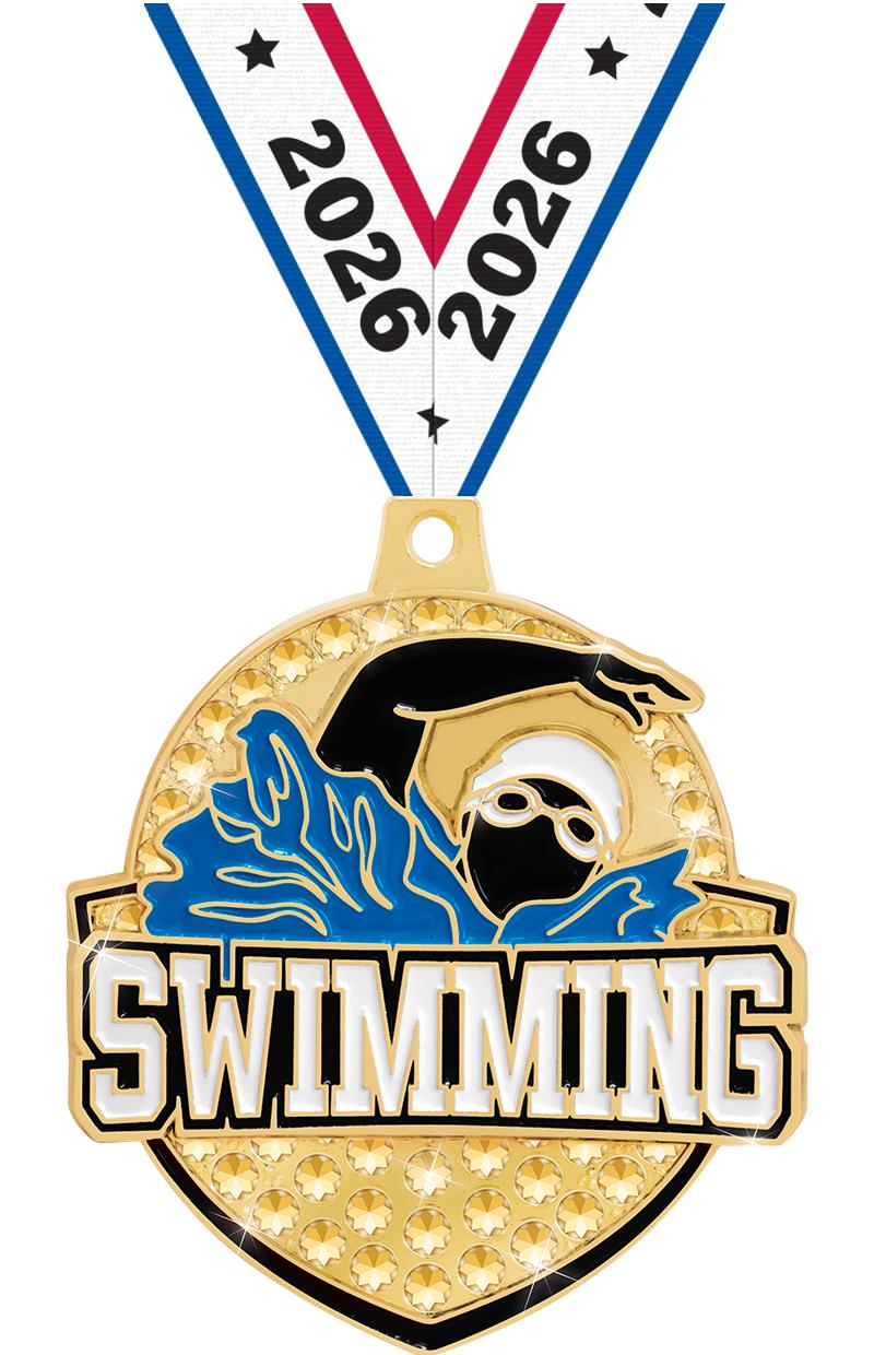 2.25" ROYAL SWIMMING MEDAL GD