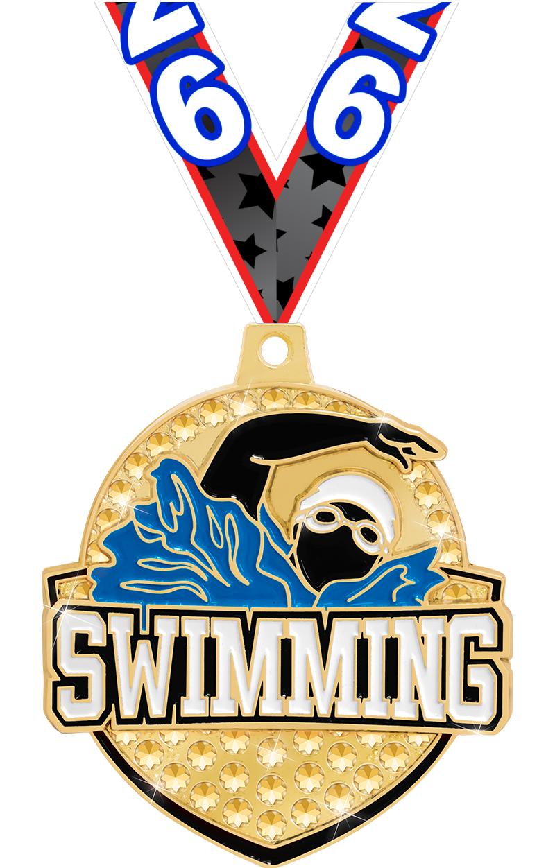 2.25" ROYAL SWIMMING MEDAL GD