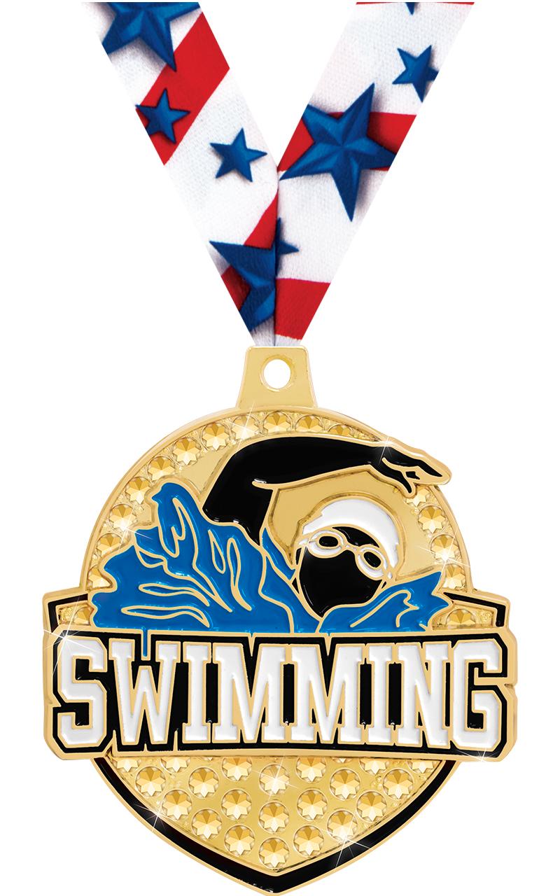 2.25" ROYAL SWIMMING MEDAL GD