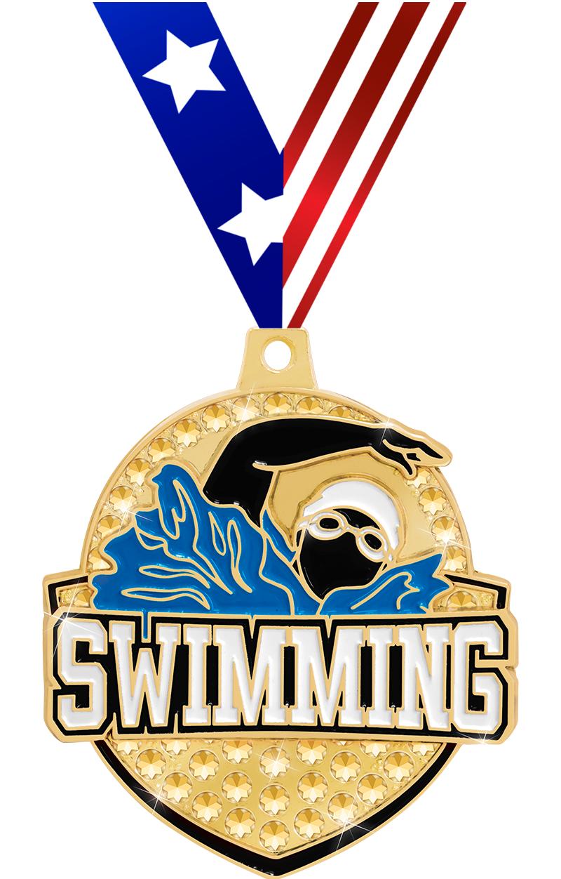 2.25" ROYAL SWIMMING MEDAL GD