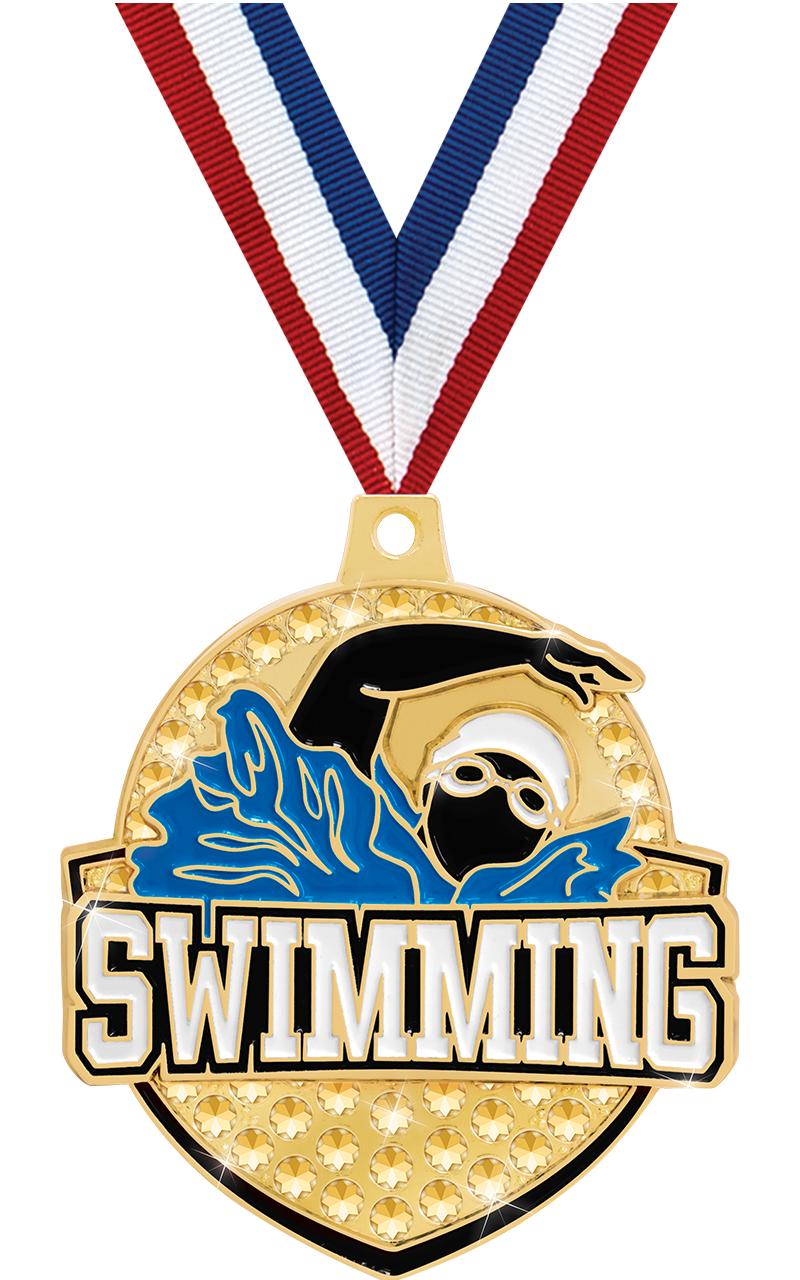 2.25" ROYAL SWIMMING MEDAL GD