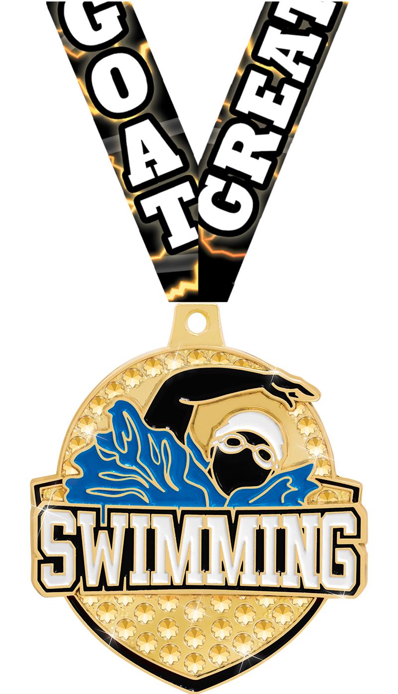 2.25" ROYAL SWIMMING MEDAL GD