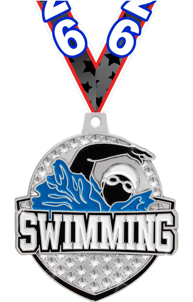 2.25" ROYAL SWIMMING MEDAL SV