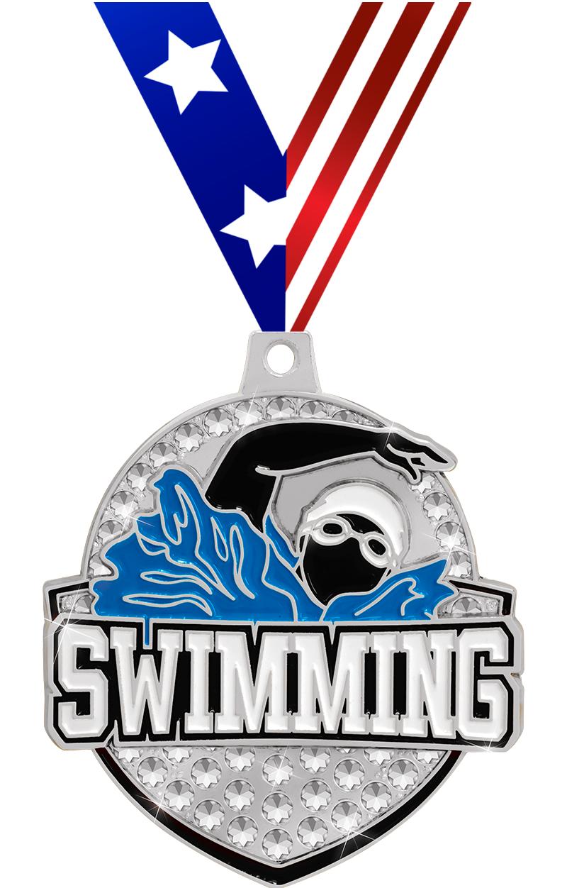 2.25" ROYAL SWIMMING MEDAL SV