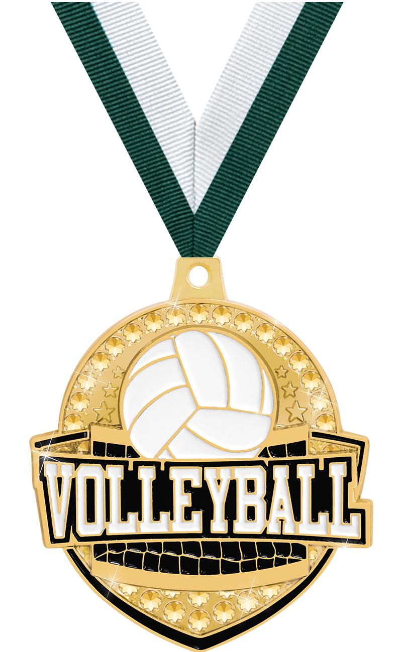 Stars and Stripes Engraved Volleyball Medal