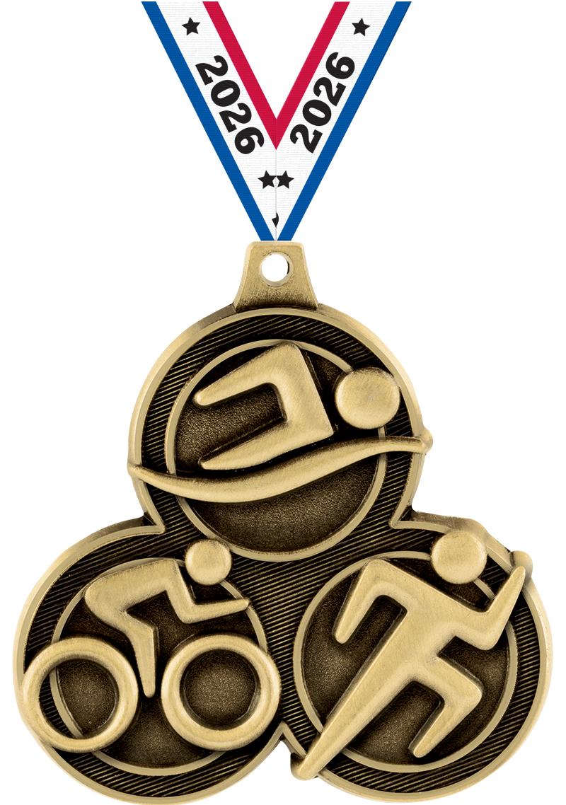 2.25" TRIATHLON MEDAL GOLD