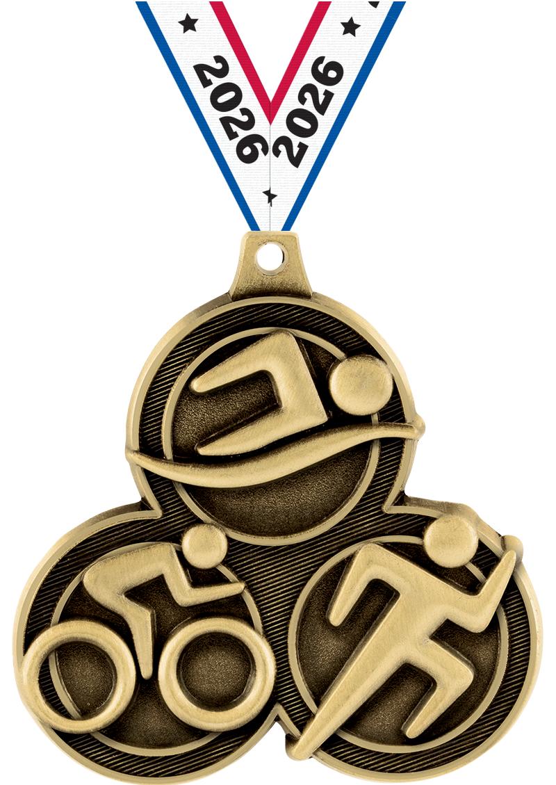 2.25" TRIATHLON MEDAL GOLD
