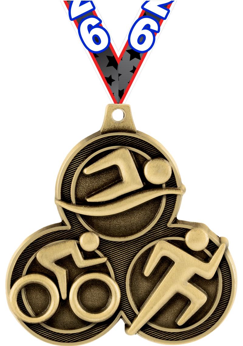 2.25" TRIATHLON MEDAL GOLD
