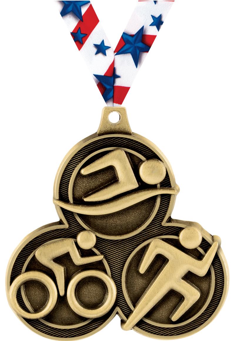 2.25" TRIATHLON MEDAL GOLD