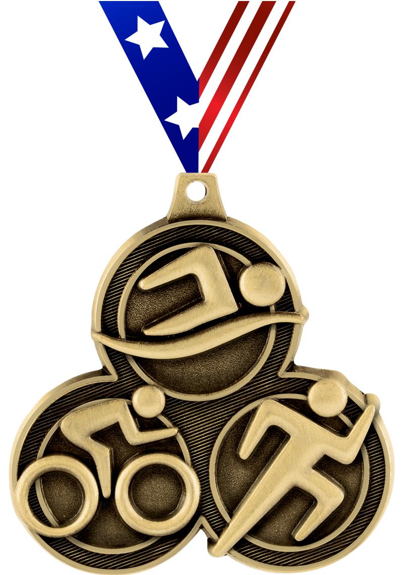 2.25" TRIATHLON MEDAL GOLD