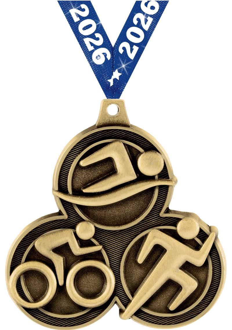 2.25" TRIATHLON MEDAL GOLD