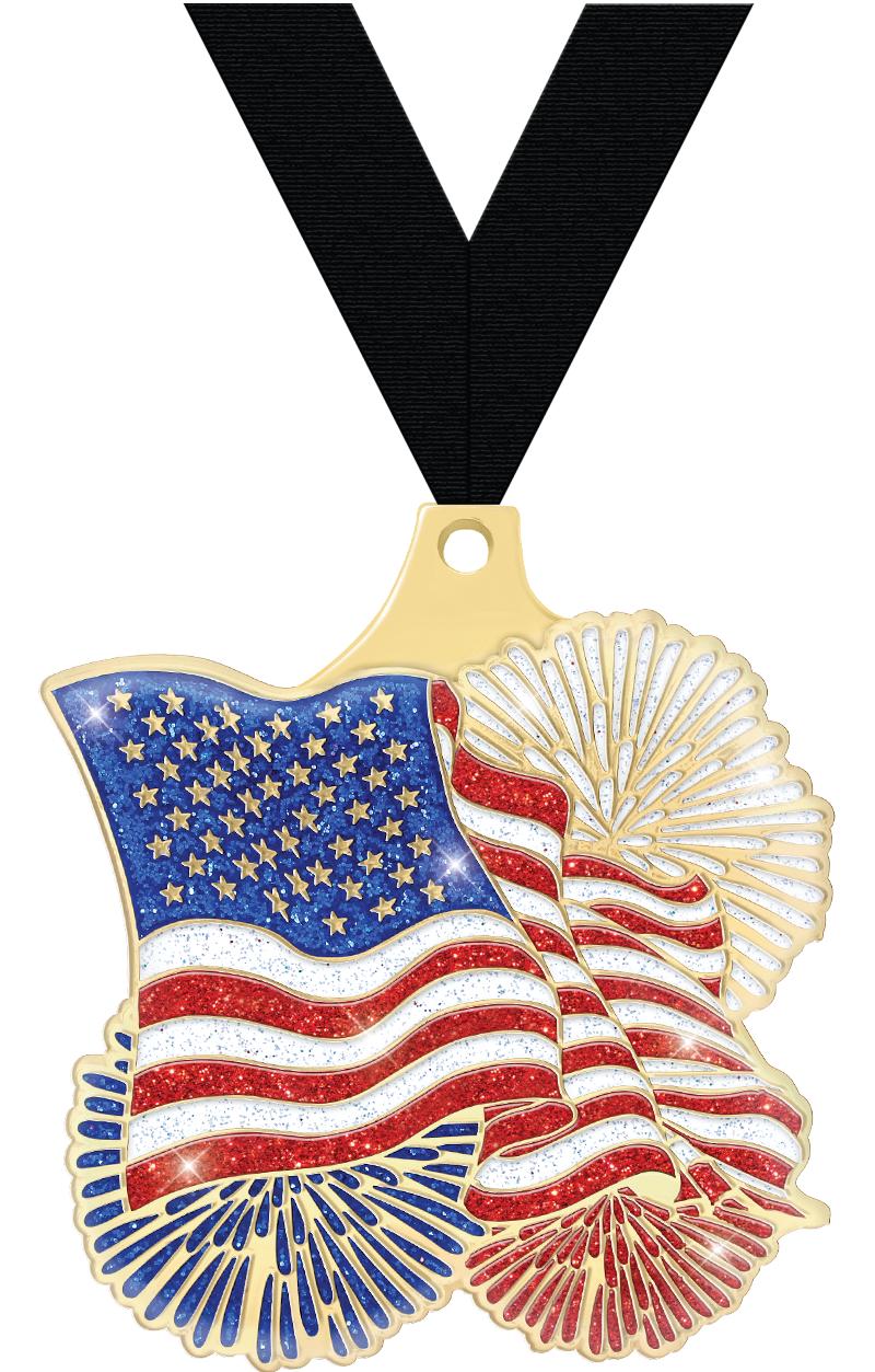 2" FLAG GOLD MEDAL