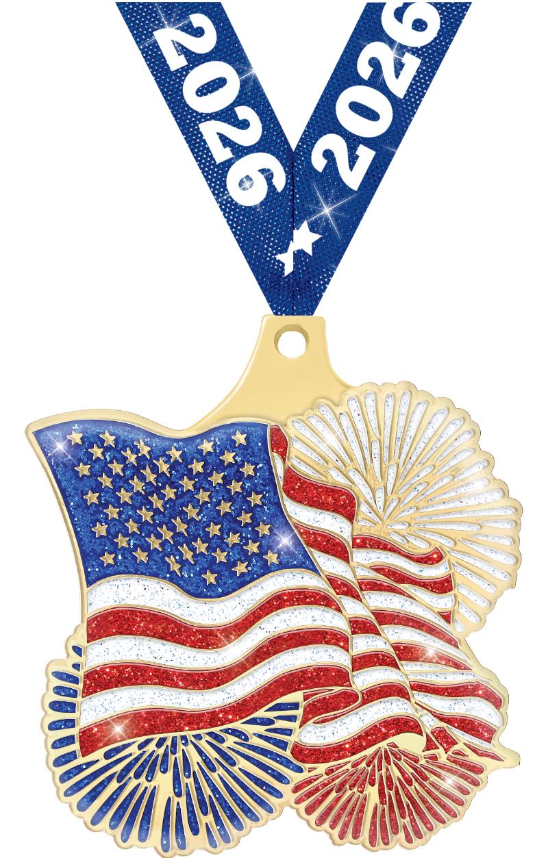2" FLAG GOLD MEDAL