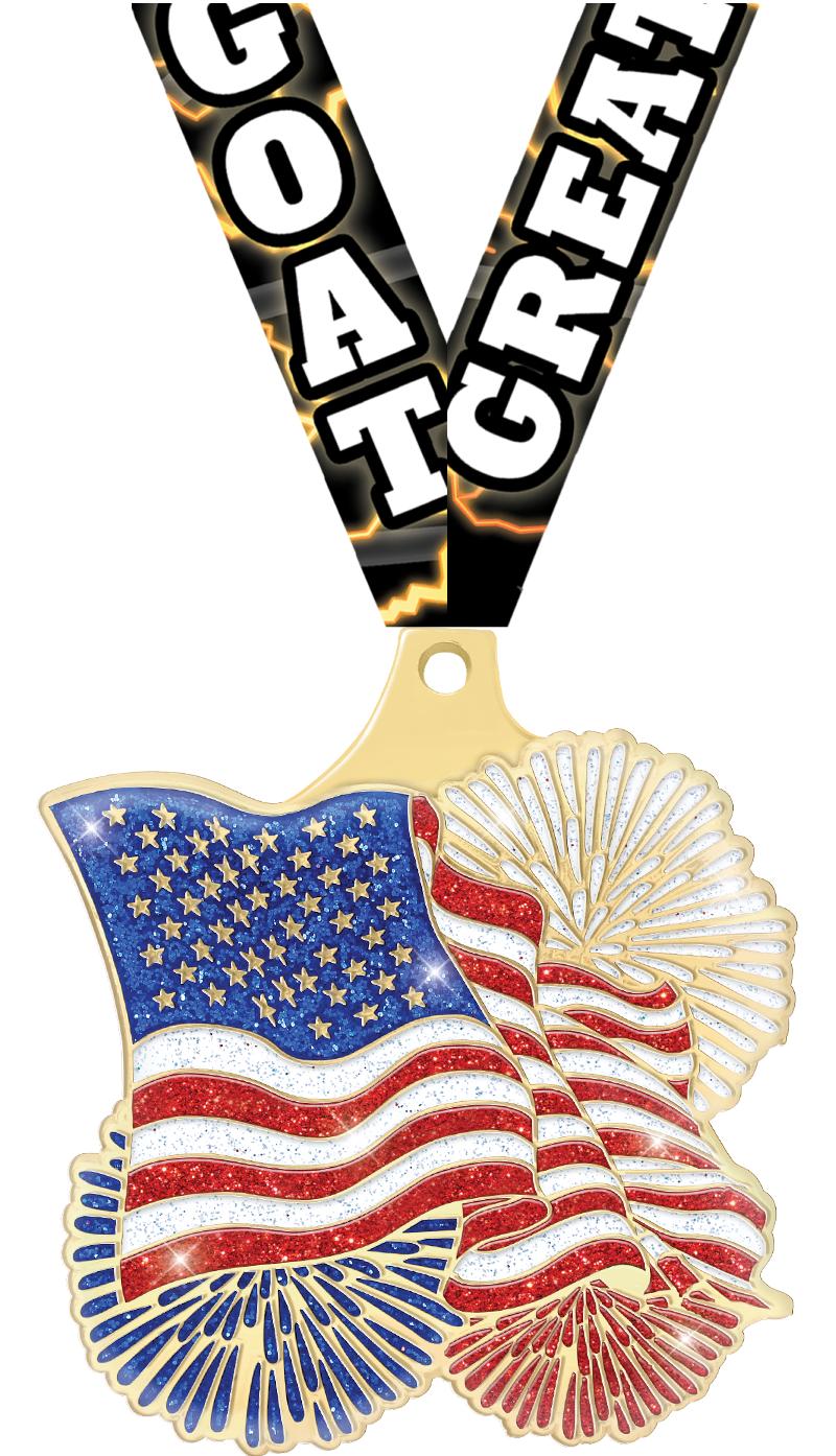 2" FLAG GOLD MEDAL
