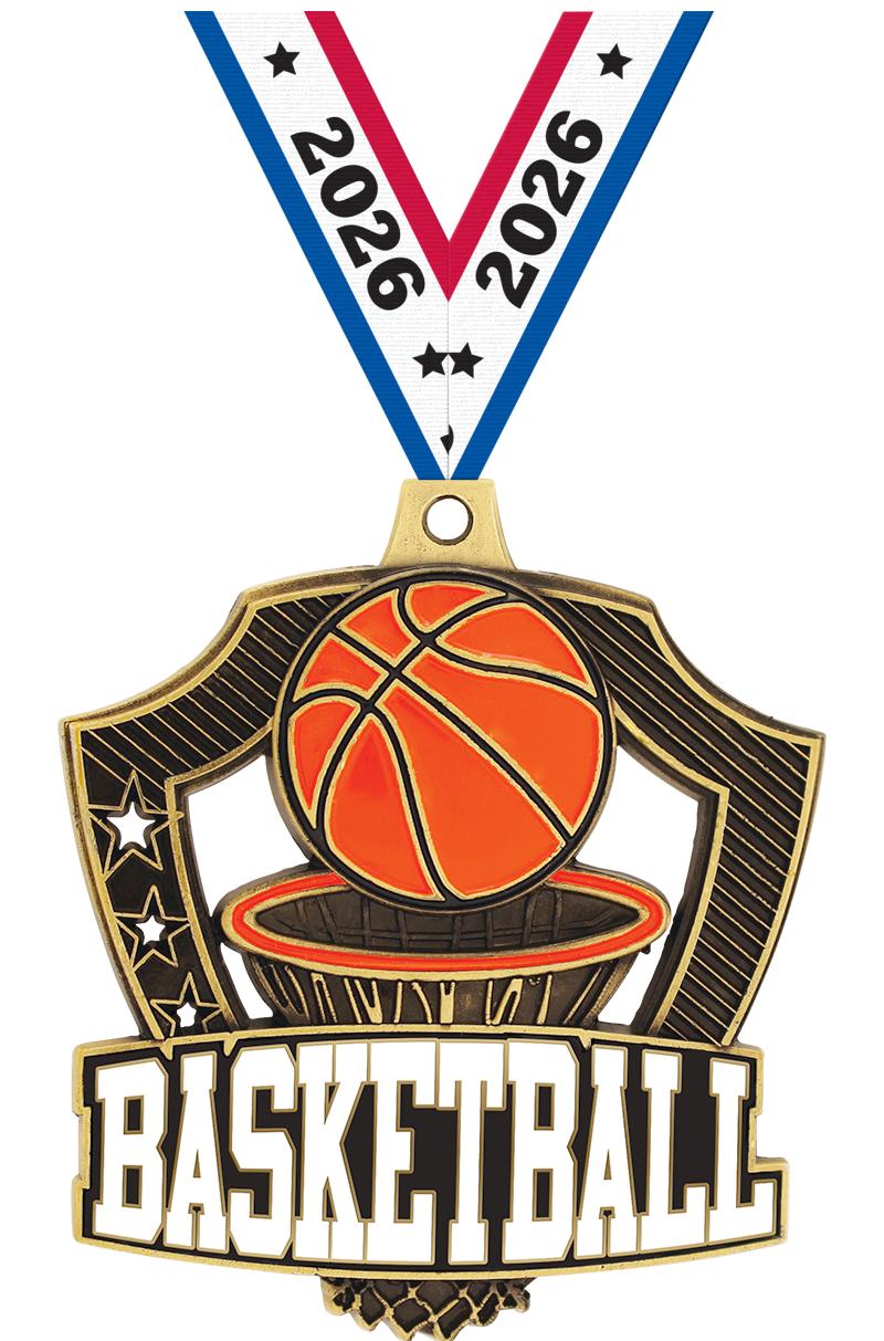 2.25" SHIELDZ BASKETBALL GLD