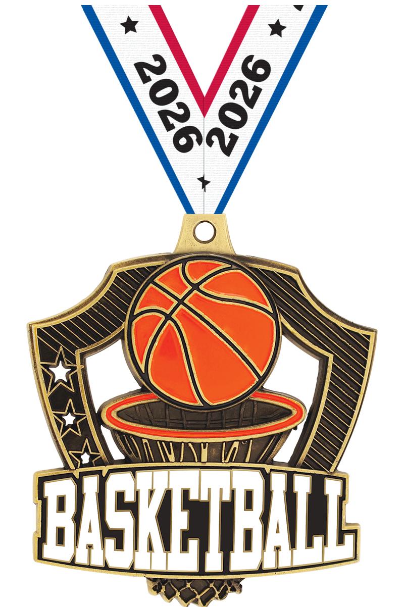 2.25" SHIELDZ BASKETBALL GLD