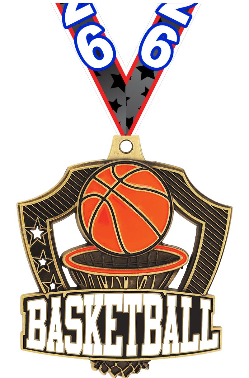 2.25" SHIELDZ BASKETBALL GLD