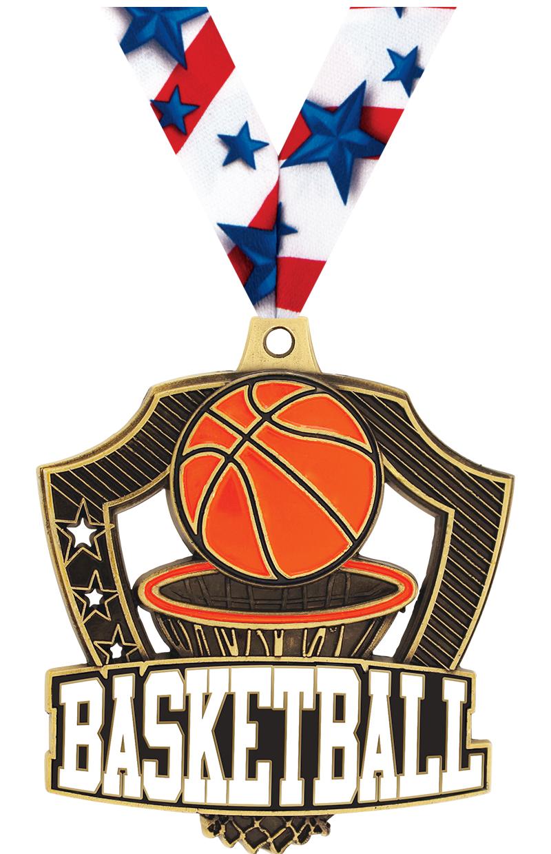 2.25" SHIELDZ BASKETBALL GLD