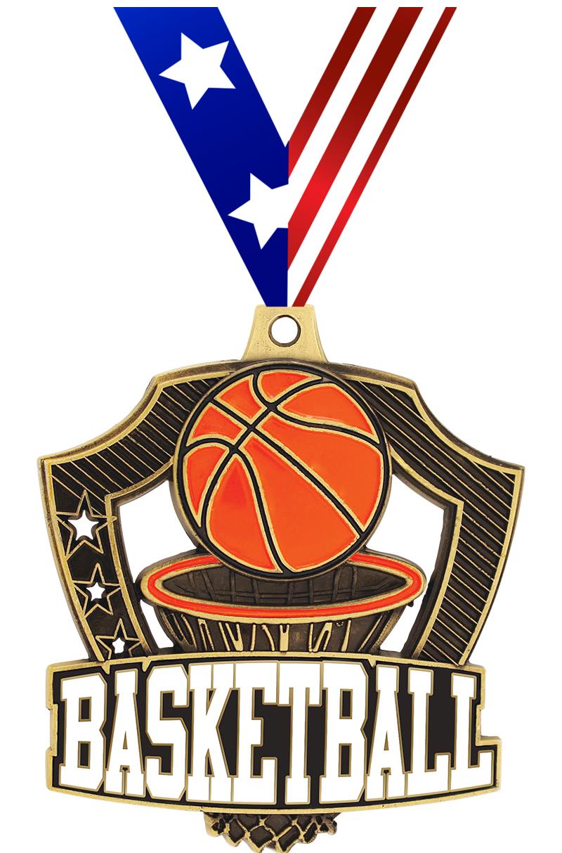 2.25" SHIELDZ BASKETBALL GLD