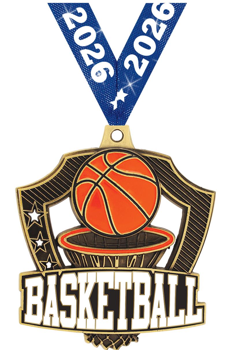 2.25" SHIELDZ BASKETBALL GLD