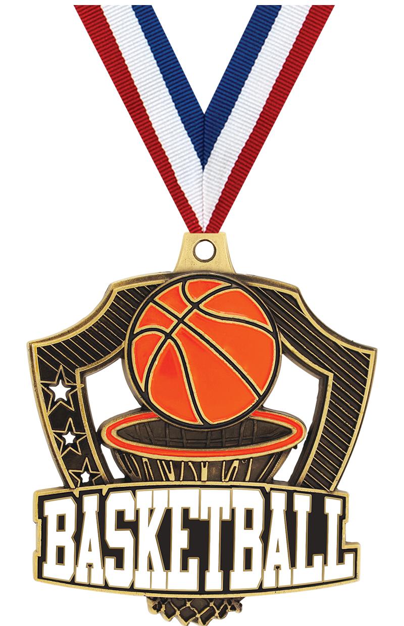 2.25" SHIELDZ BASKETBALL GLD