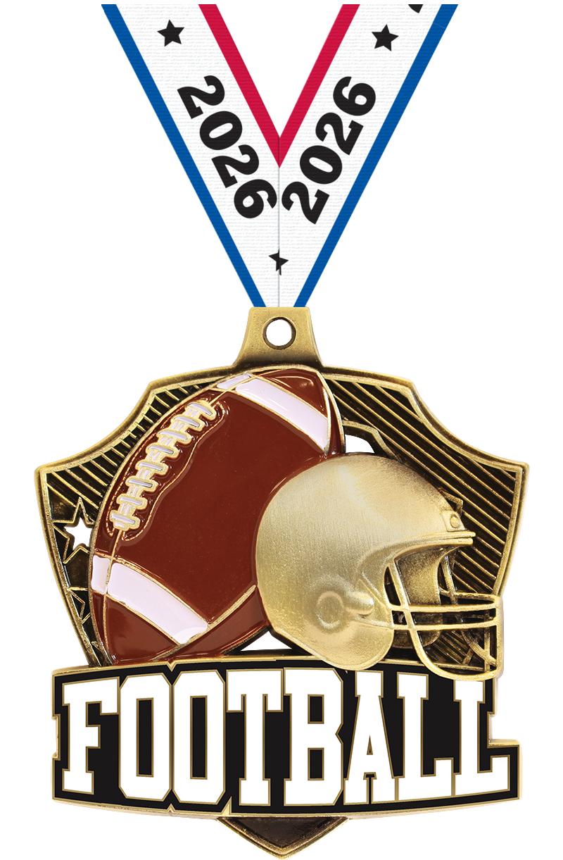 2.25" SHIELDZ FOOTBALL GLD