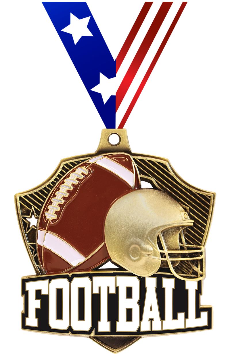 2.25" SHIELDZ FOOTBALL GLD