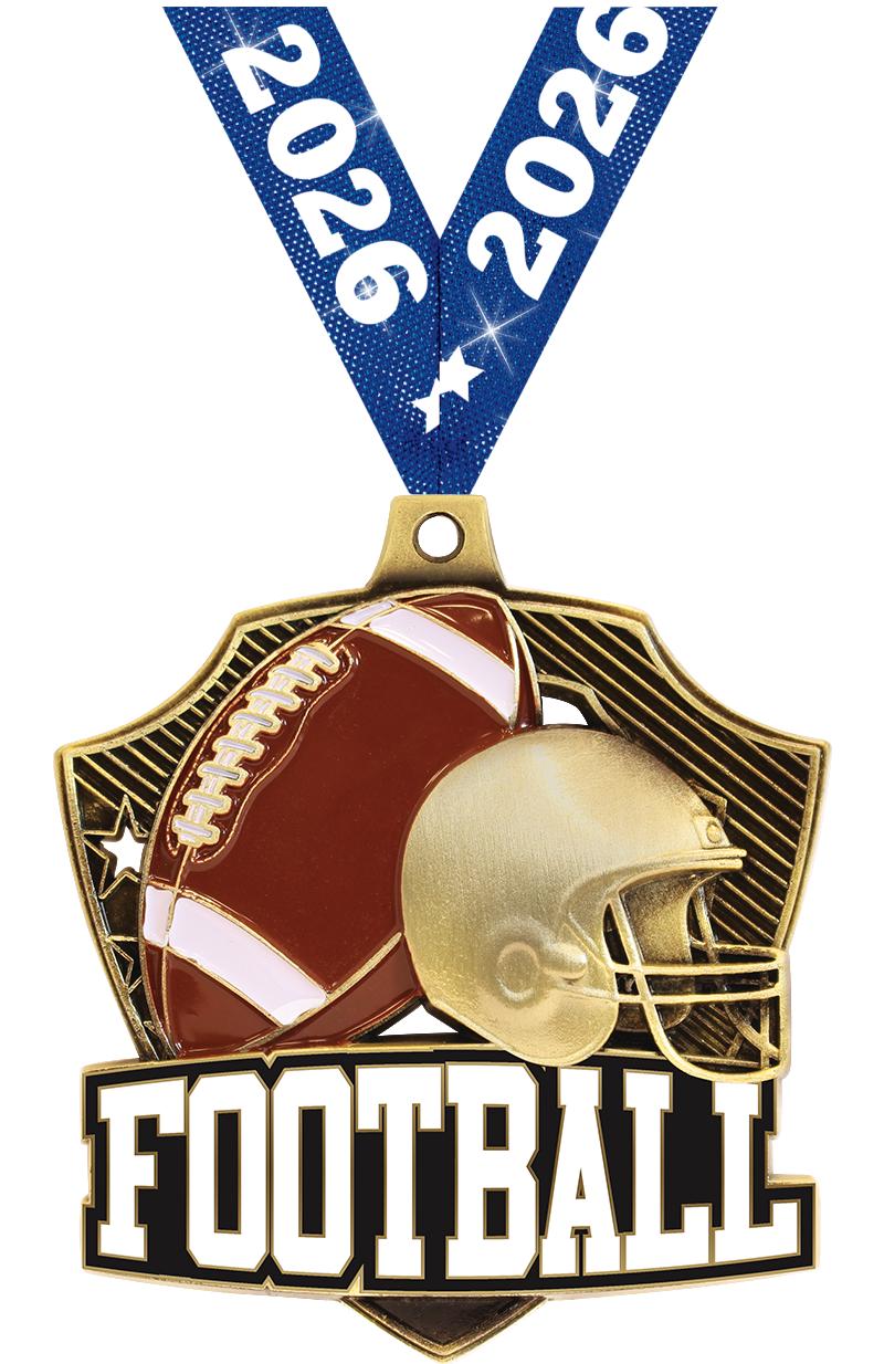 2.25" SHIELDZ FOOTBALL GLD