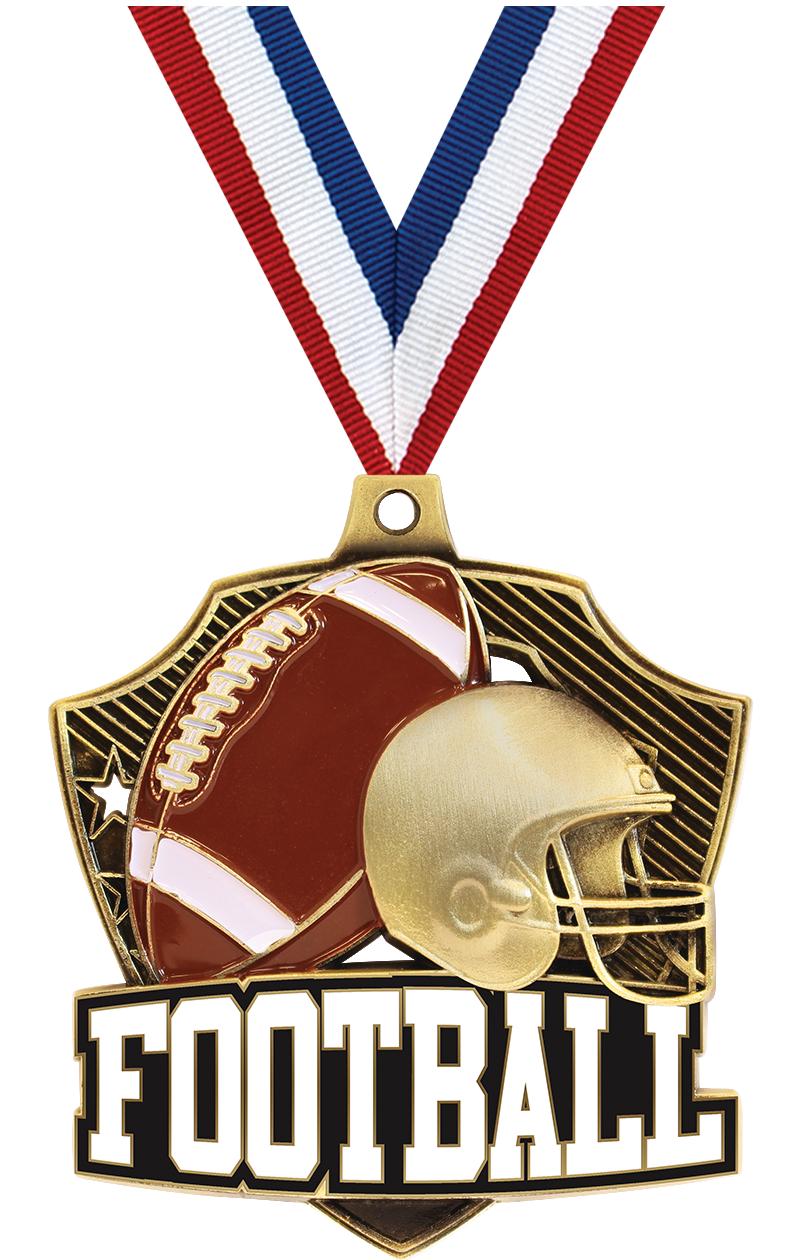 2.25" SHIELDZ FOOTBALL GLD