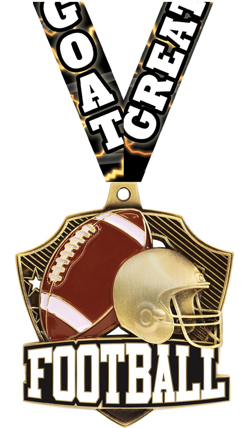 2.25" SHIELDZ FOOTBALL GLD