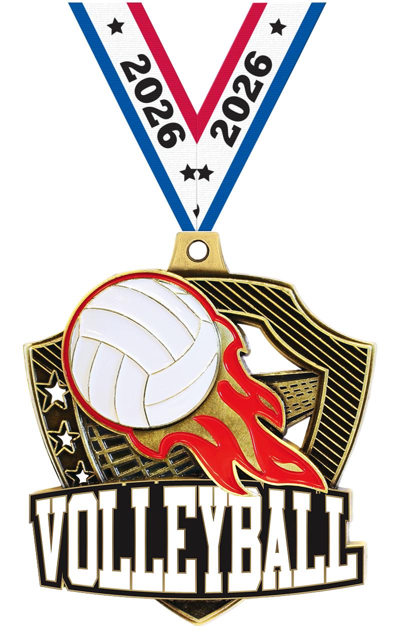 2.25" SHIELDZ VOLLEYBALL GLD