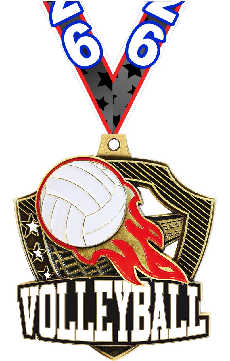2.25" SHIELDZ VOLLEYBALL GLD
