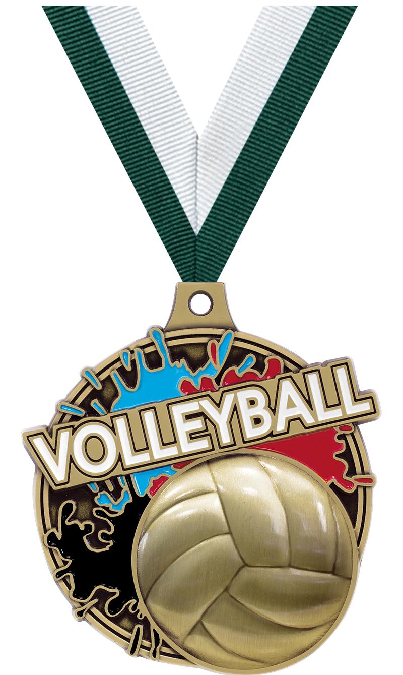 Volleyball Medal w/ Red-White-Blue Ribbon - Volleyball Jewelry, Keychains,  Medals, etc.