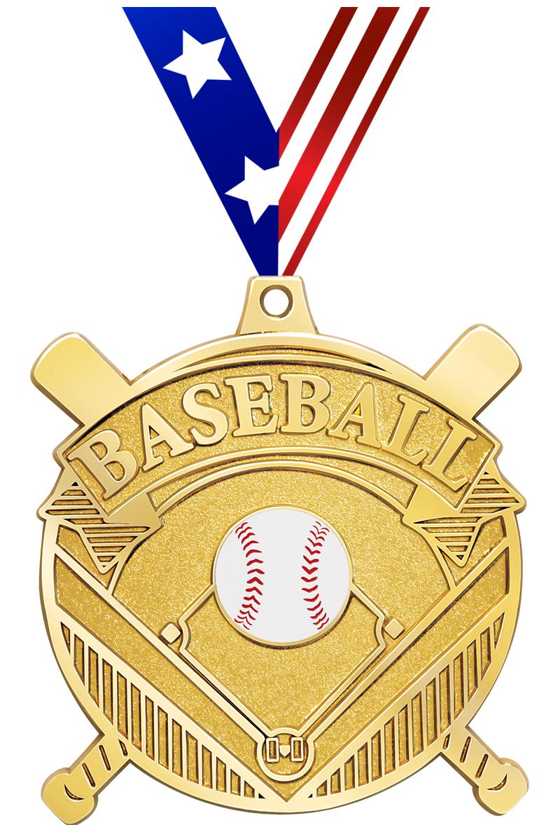 2.25" GILDED BASEBALL MEDAL GD