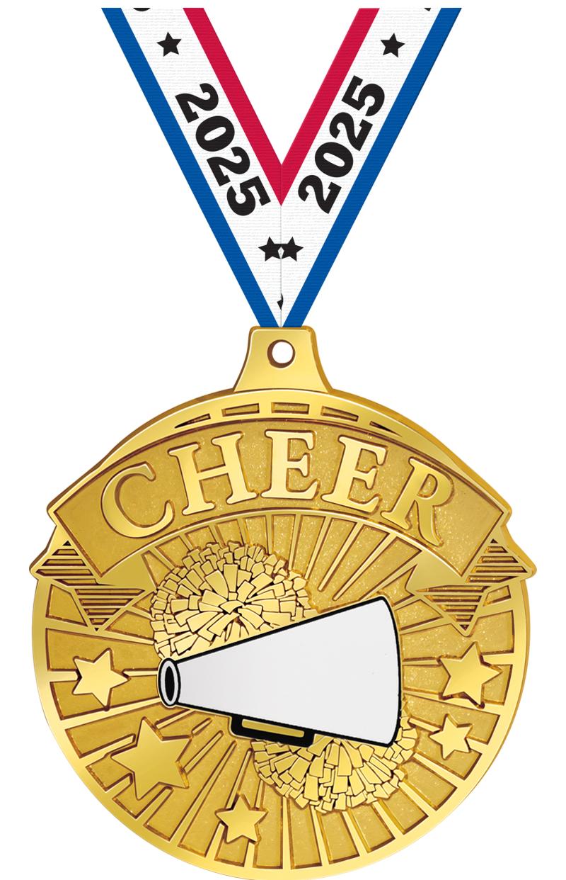 2.25" GILDED CHEER MEDAL GOLD