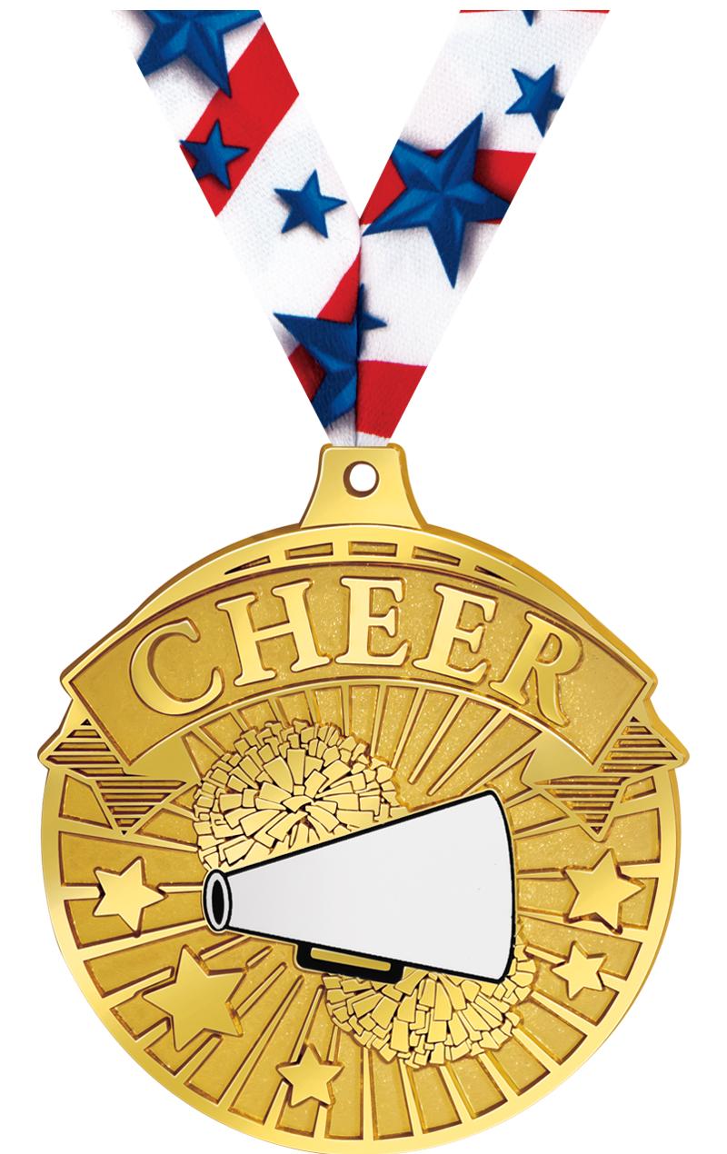 2.25" GILDED CHEER MEDAL GOLD