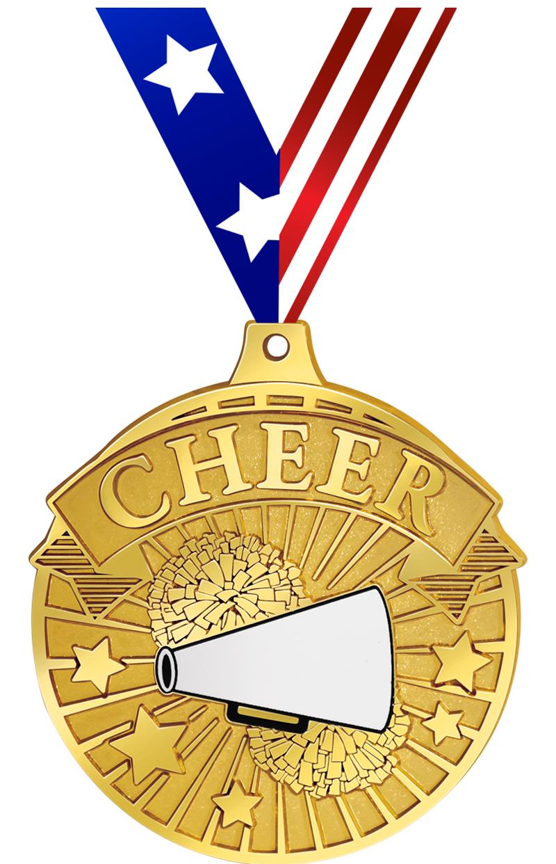 2.25" GILDED CHEER MEDAL GOLD