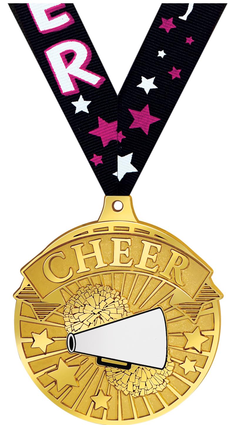 2.25" GILDED CHEER MEDAL GOLD