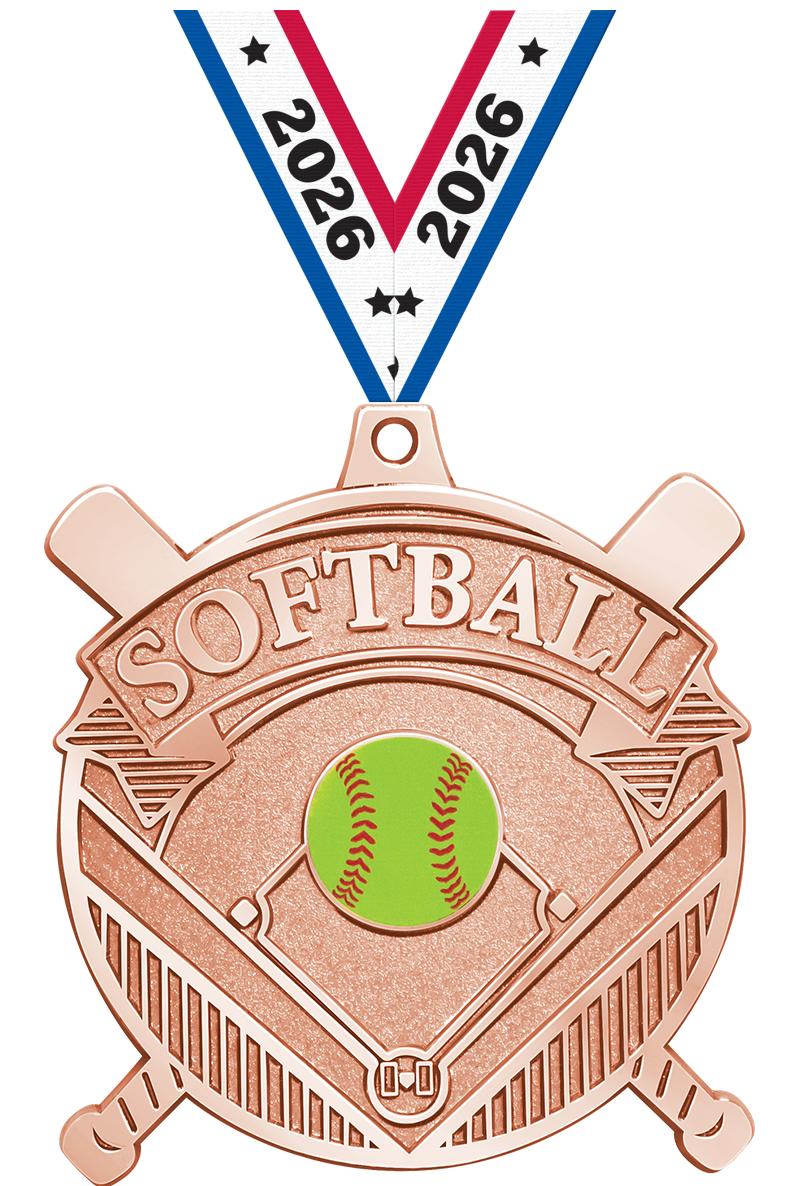 2.25" GILDED SOFTBALL MEDAL BZ