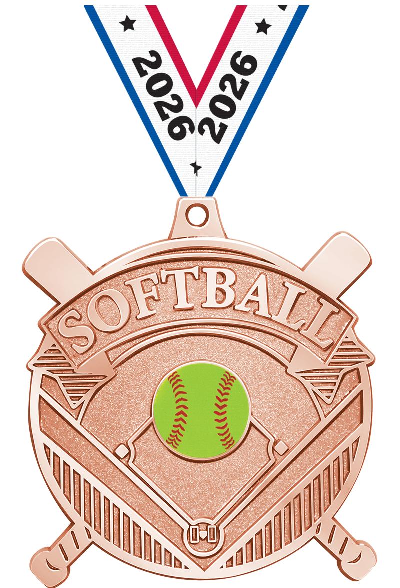2.25" GILDED SOFTBALL MEDAL BZ