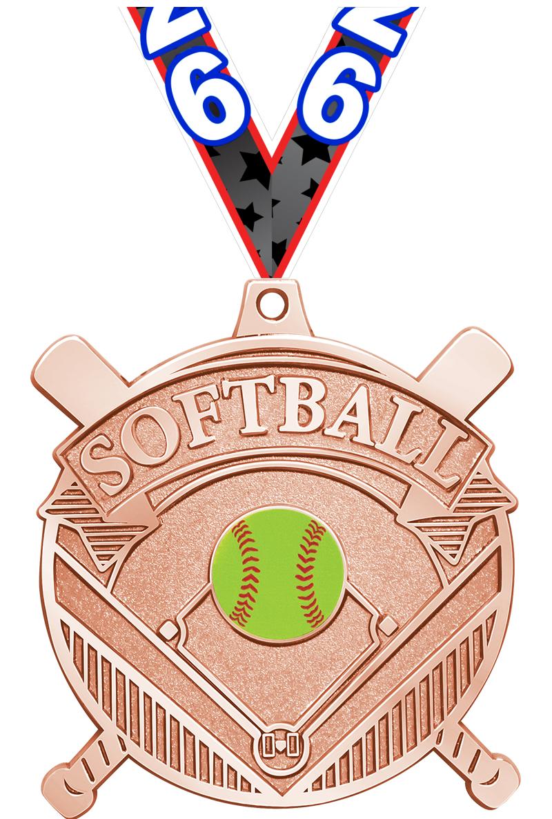 2.25" GILDED SOFTBALL MEDAL BZ