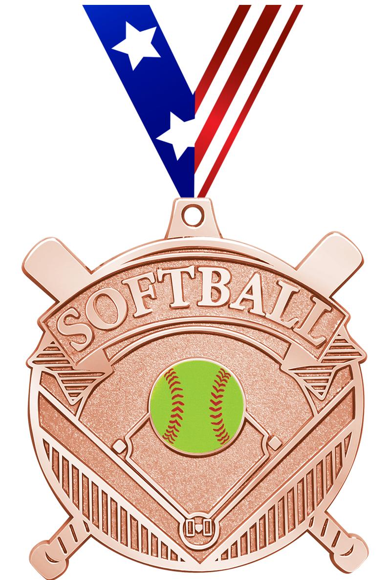 2.25" GILDED SOFTBALL MEDAL BZ